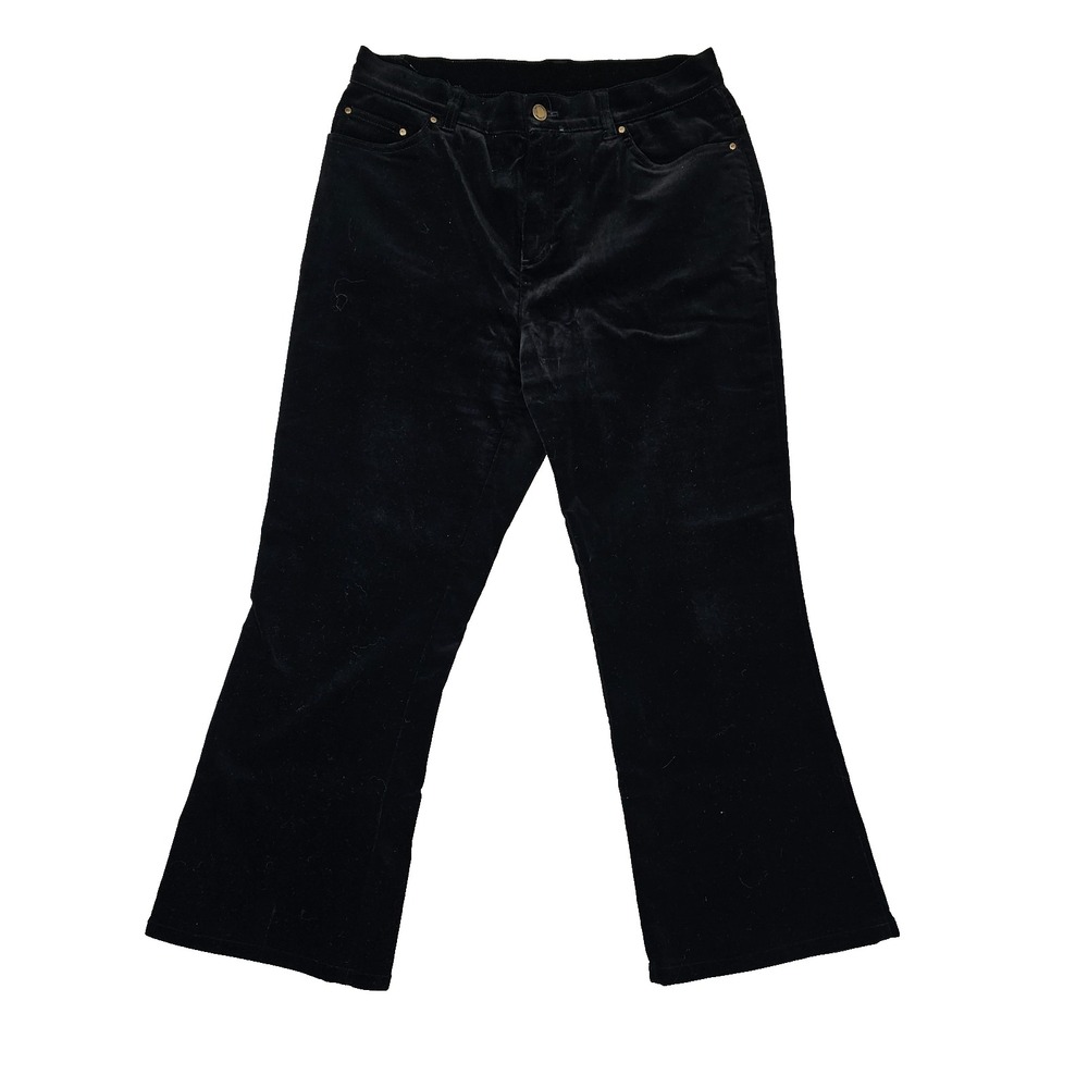 Jones New York Signature Velvet Pants Bootcut Crop Stretch Petite Black Size 10P